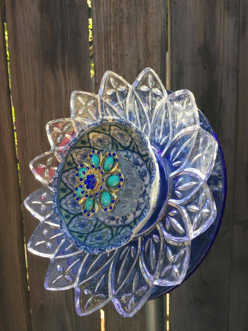 Glass Plate Garden Art Yard Art Sun Catcher