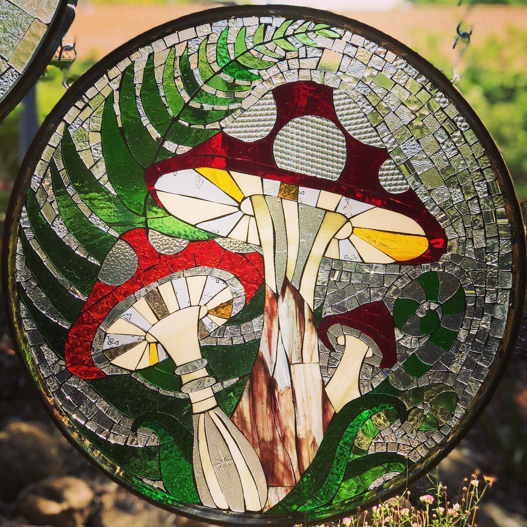 Large Stained Glass Garden Decoration Yard Art Garden