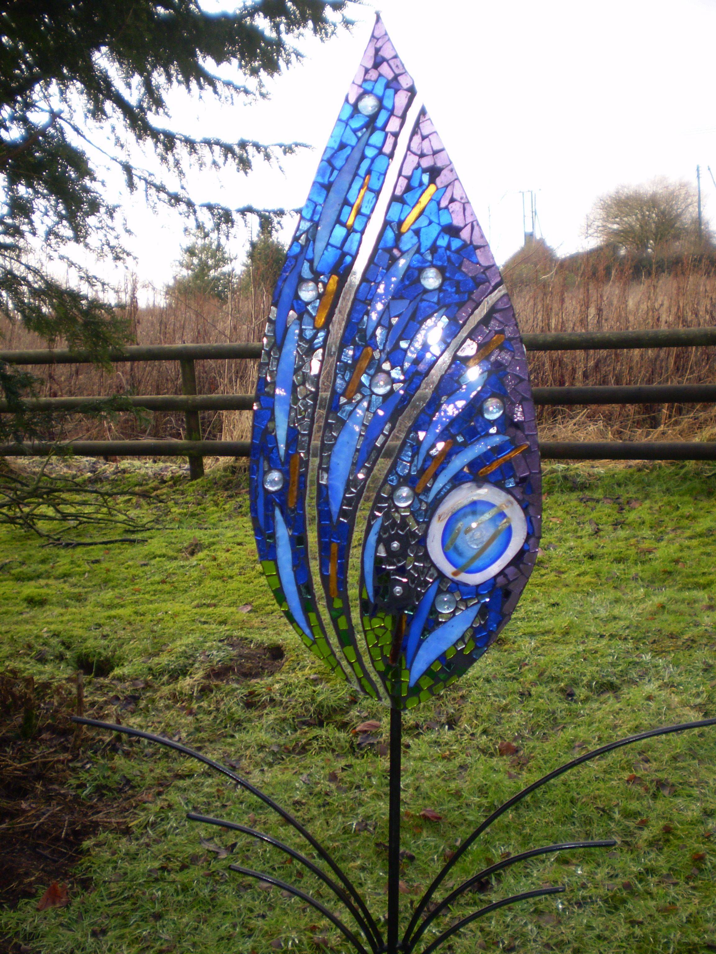 Rainbow Stained Glass Garden Stake Sizes