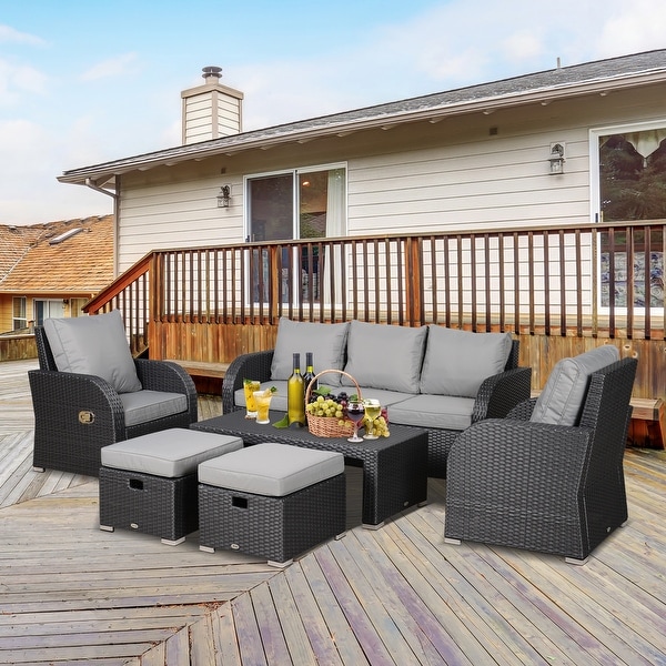 Outsunny Pc Outdoor Cushioned Rattan Furniture Set On Sale