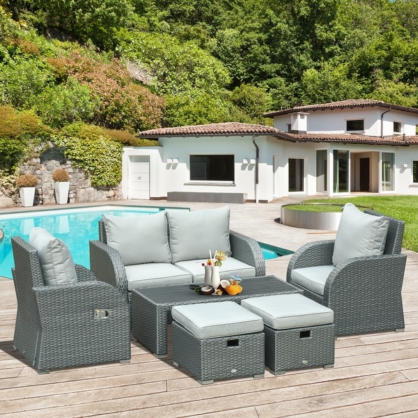 Outsunny Piece Outdoor Rattan Patio Sofa Set