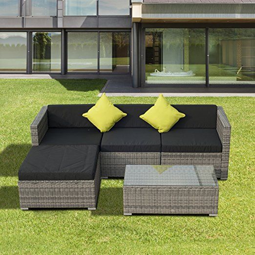 Outsunny Piece Set Rattan Sofa Luxury Modular Conversation Outdoor