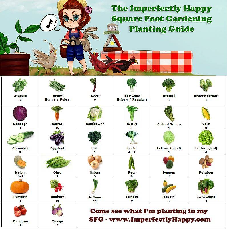 20 Square Foot Gardening Planting Chart Ideas You Cannot Miss | SharonSable