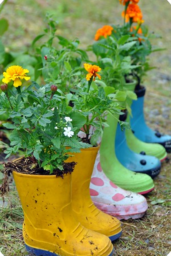 Rubber Boot Flowerpot Ideas